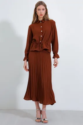 BGD Women Pleated Skirt Two-Piece Set - Tan - Avondale