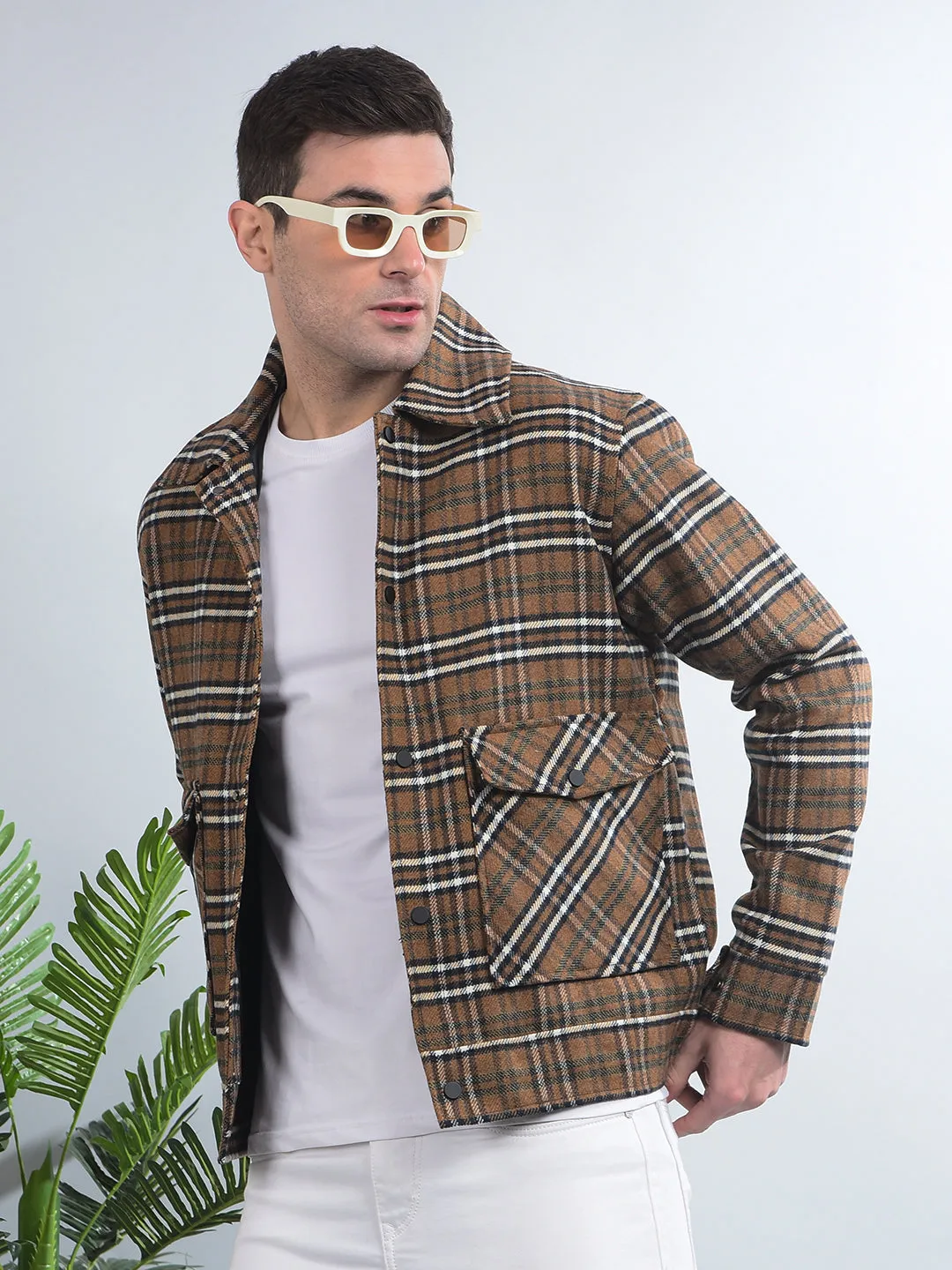 COBB BROWN CHECKED COLLAR SHACKET