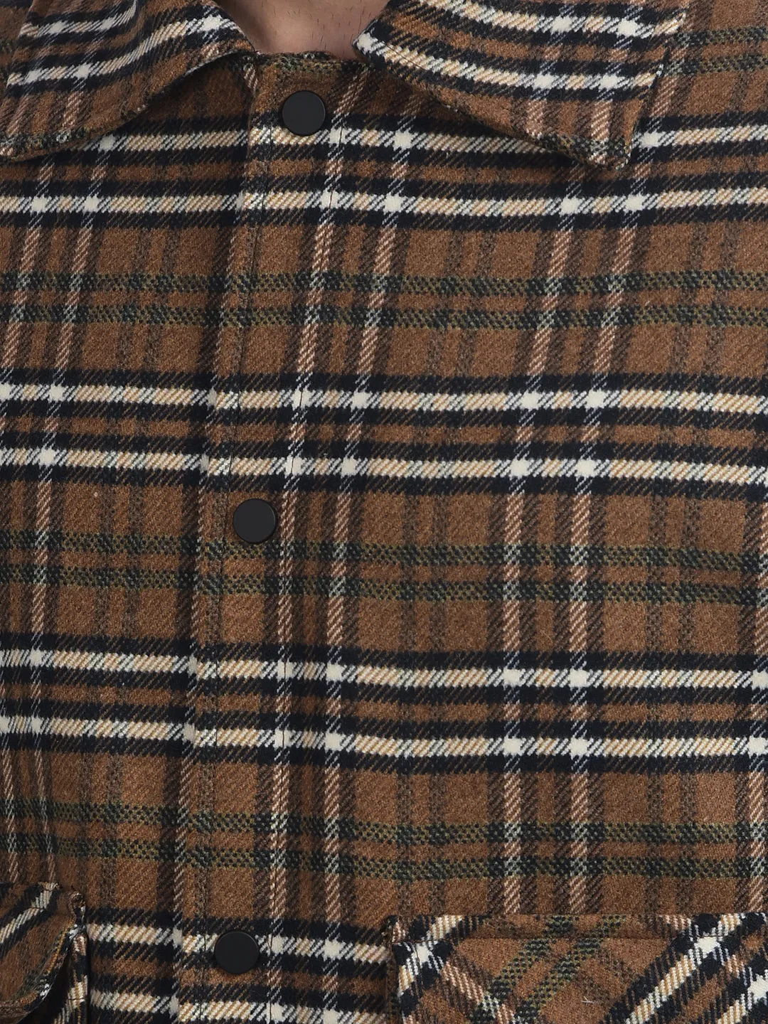 COBB BROWN CHECKED COLLAR SHACKET