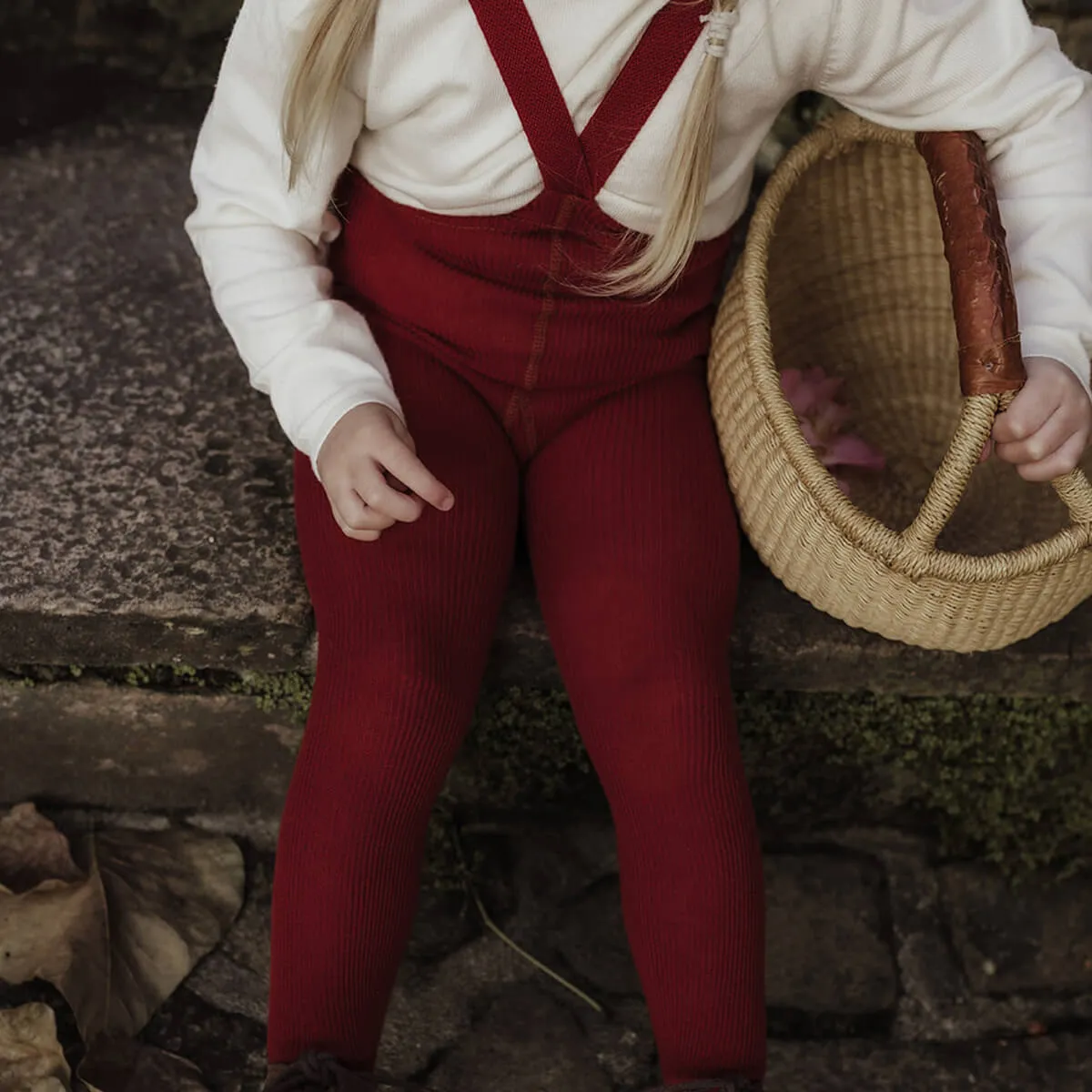 Footed Tights With Braces in Maple Leaf by Silly Silas