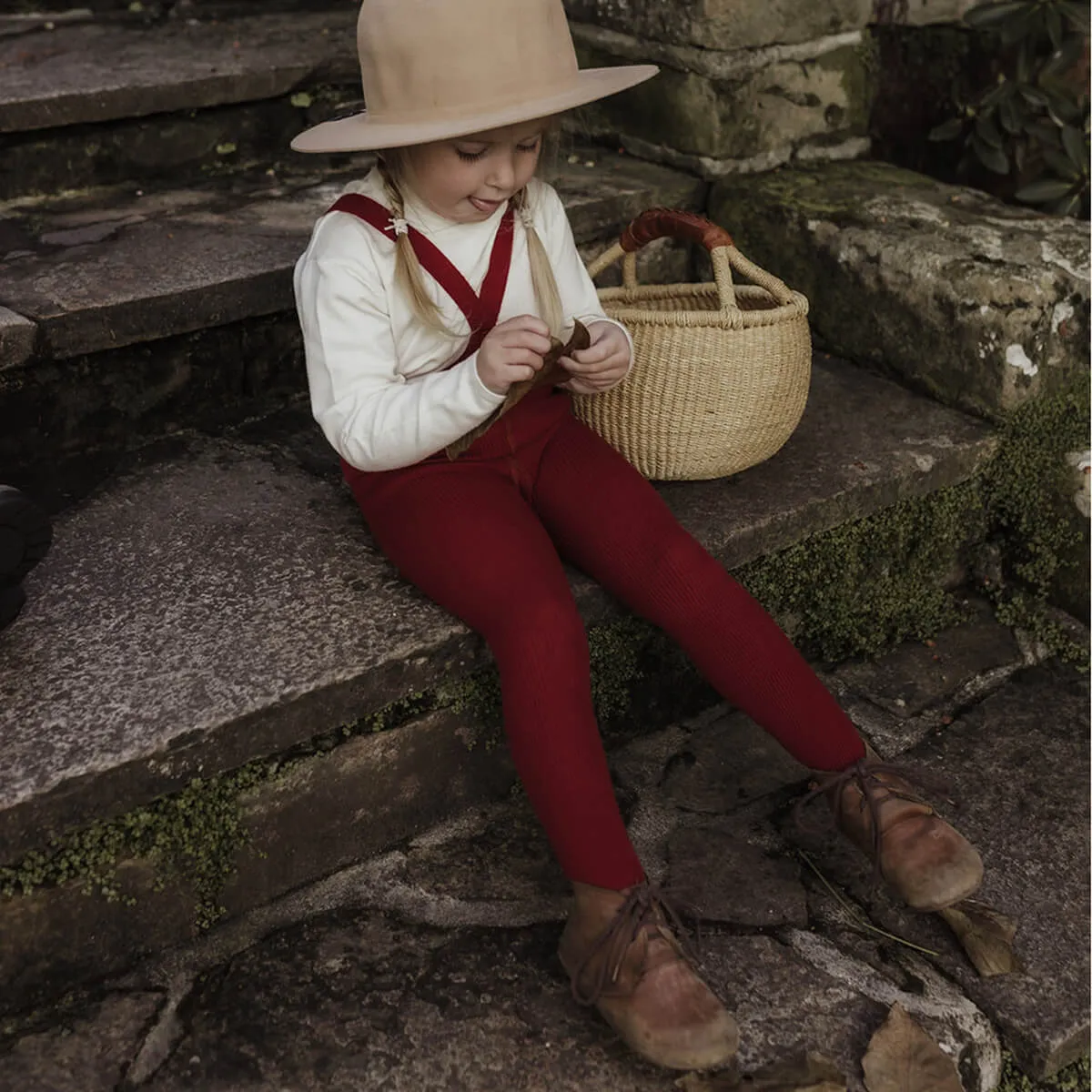 Footed Tights With Braces in Maple Leaf by Silly Silas