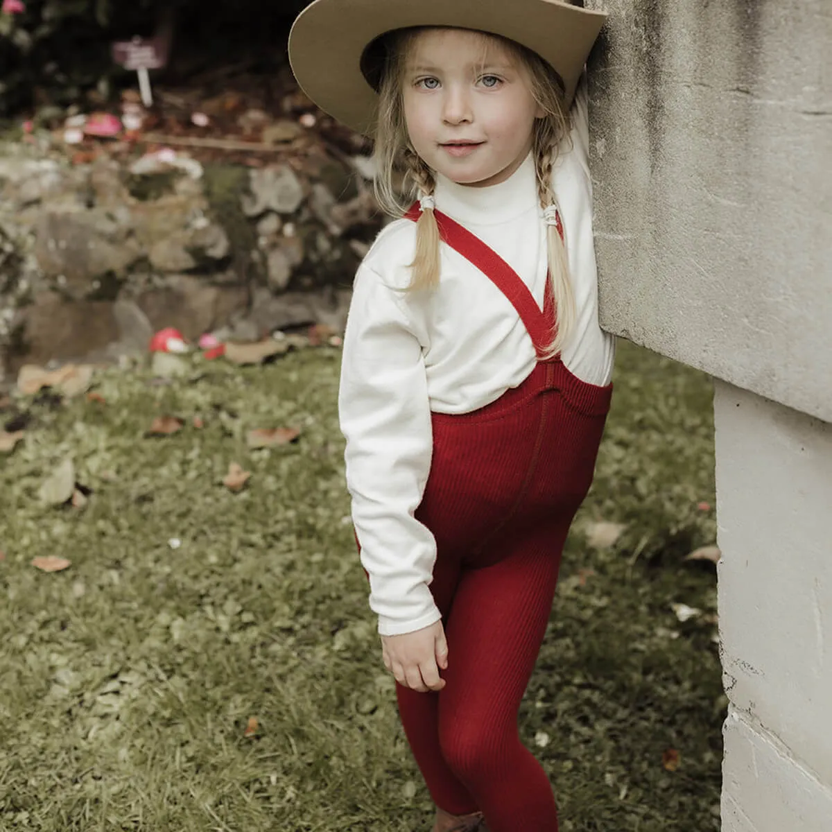 Footed Tights With Braces in Maple Leaf by Silly Silas