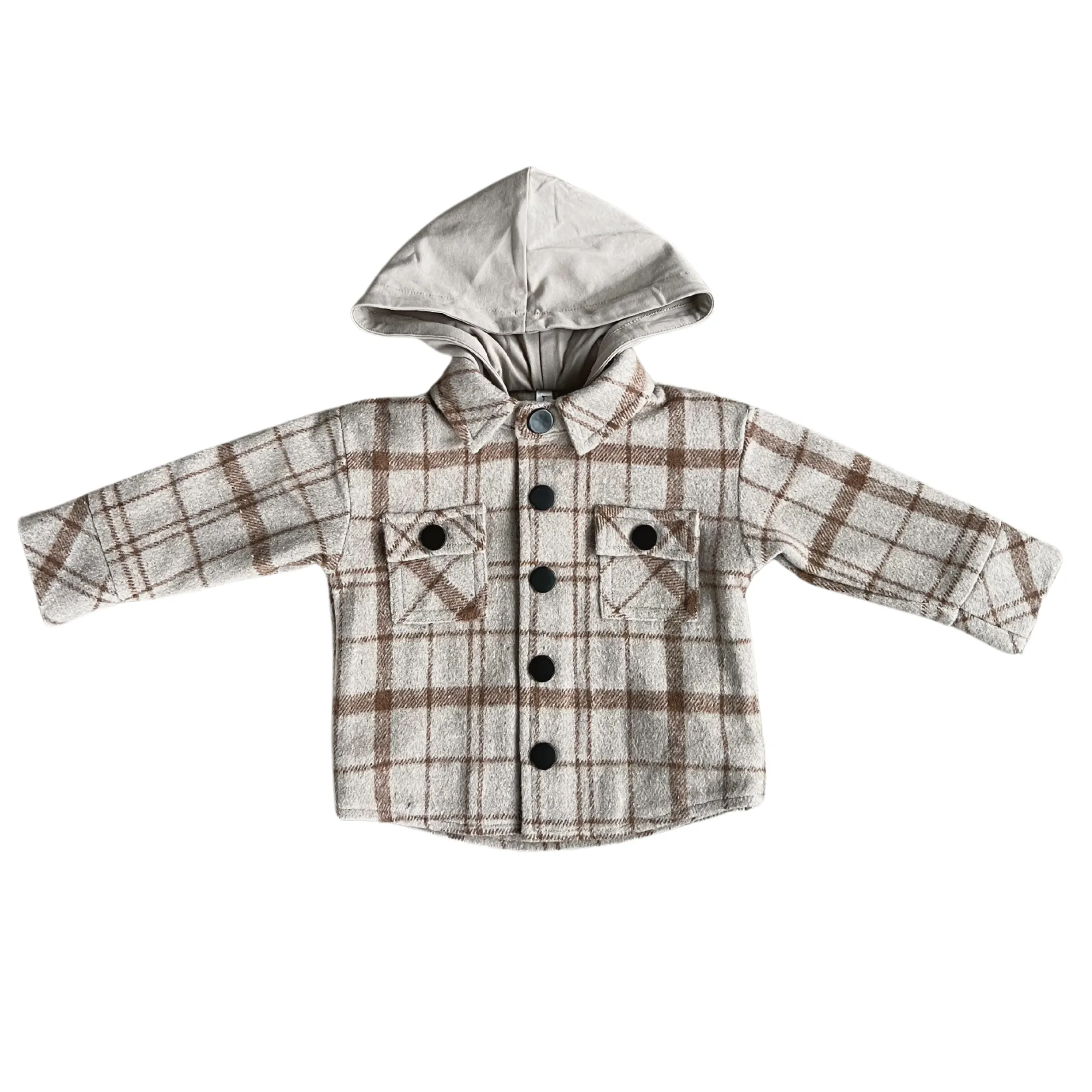 Hooded Shacked - Toffee Beige Plaid by Babysprouts