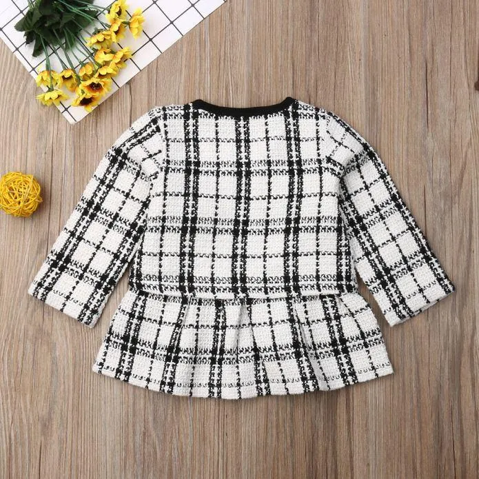 Plaid Dress with Overcoat