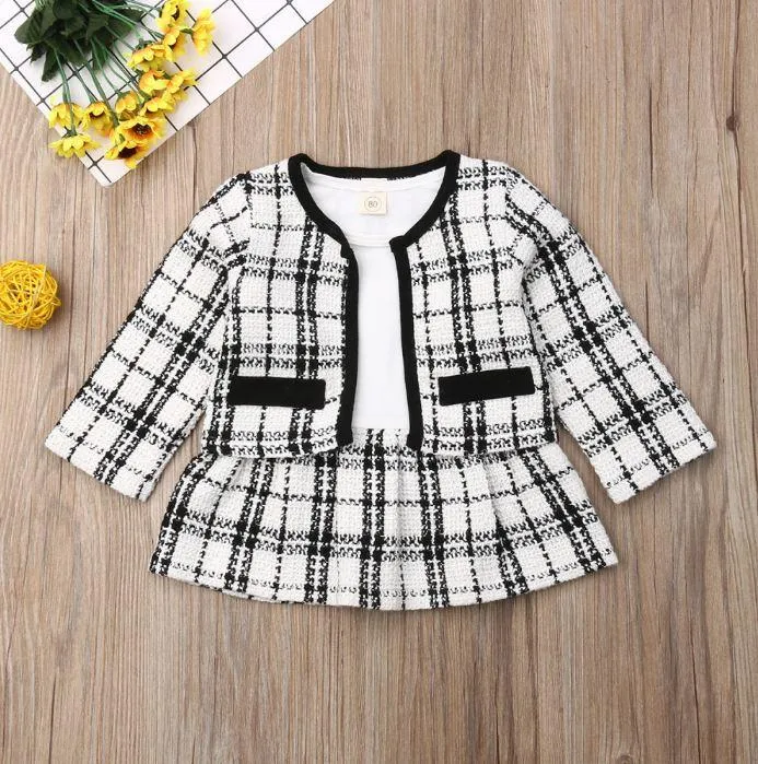 Plaid Dress with Overcoat