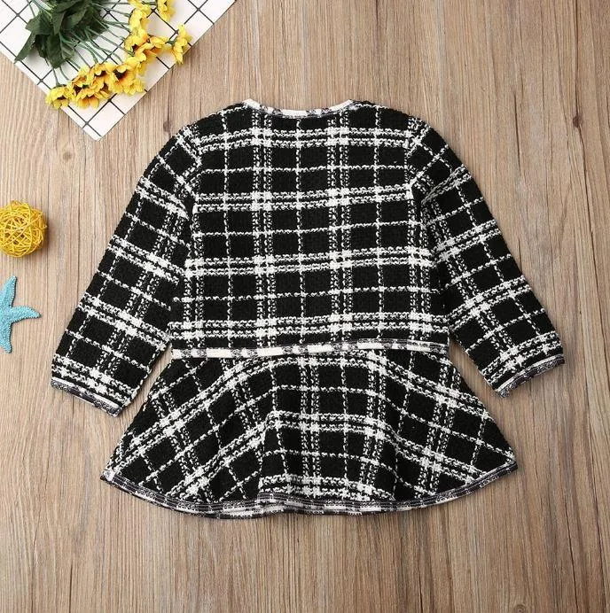 Plaid Dress with Overcoat