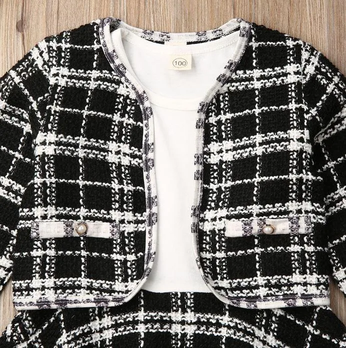 Plaid Dress with Overcoat