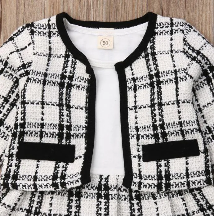 Plaid Dress with Overcoat