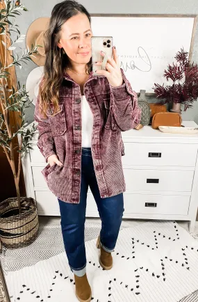 Vintage Washed Oversized Corduroy Shacket