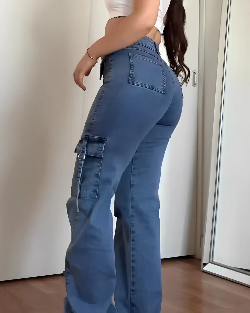 Women's Fashion Cargo Denim Wide Leg Pants